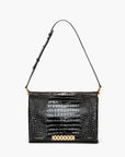 Victoria Beckham Jumbo Chain Pouch in Black Croc-Effect Leather