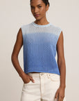 Nina Cotton Cashmere Mesh Sleeveless Crew Neck Sweater