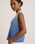 Nina Cotton Cashmere Mesh Sleeveless Crew Neck Sweater