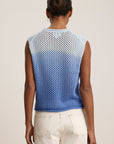 Nina Cotton Cashmere Mesh Sleeveless Crew Neck Sweater