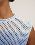 Nina Cotton Cashmere Mesh Sleeveless Crew Neck Sweater