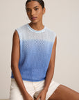 Nina Cotton Cashmere Mesh Sleeveless Crew Neck Sweater