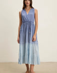 Marilyn Ombre Dip Dye Crinkle Cotton Voile Tiered Midi Dress