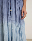 Marilyn Ombre Dip Dye Crinkle Cotton Voile Tiered Midi Dress