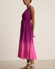 Marilyn Ombre Dip Dye Crinkle Cotton Voile Tiered Midi Dress