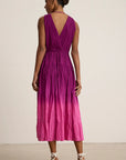 Marilyn Ombre Dip Dye Crinkle Cotton Voile Tiered Midi Dress