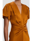 Victoria Beckham Eve V Neck Midi Dress Bronze