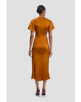 Victoria Beckham Eve V Neck Midi Dress Bronze