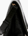 Victoria Beckham Jumbo Chain Pouch in Black Croc-Effect Leather