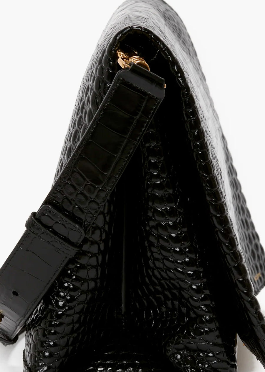 Victoria Beckham Jumbo Chain Pouch in Black Croc-Effect Leather