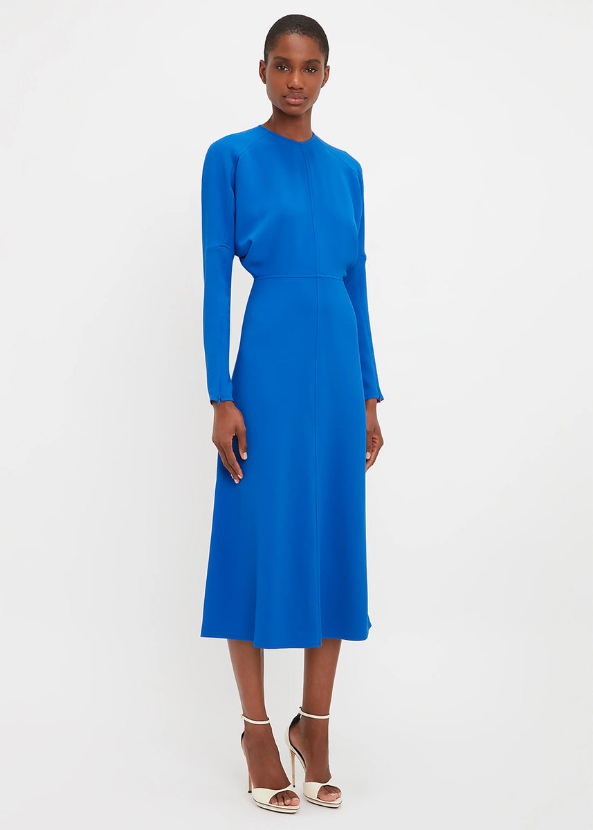 Victoria Beckham Dolman Bright Blue Midi Dress adorno limited