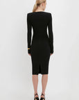 Victoria Beckham Long Sleeve T-Shirt Fitted Dress