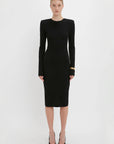 Victoria Beckham Long Sleeve T-Shirt Fitted Dress