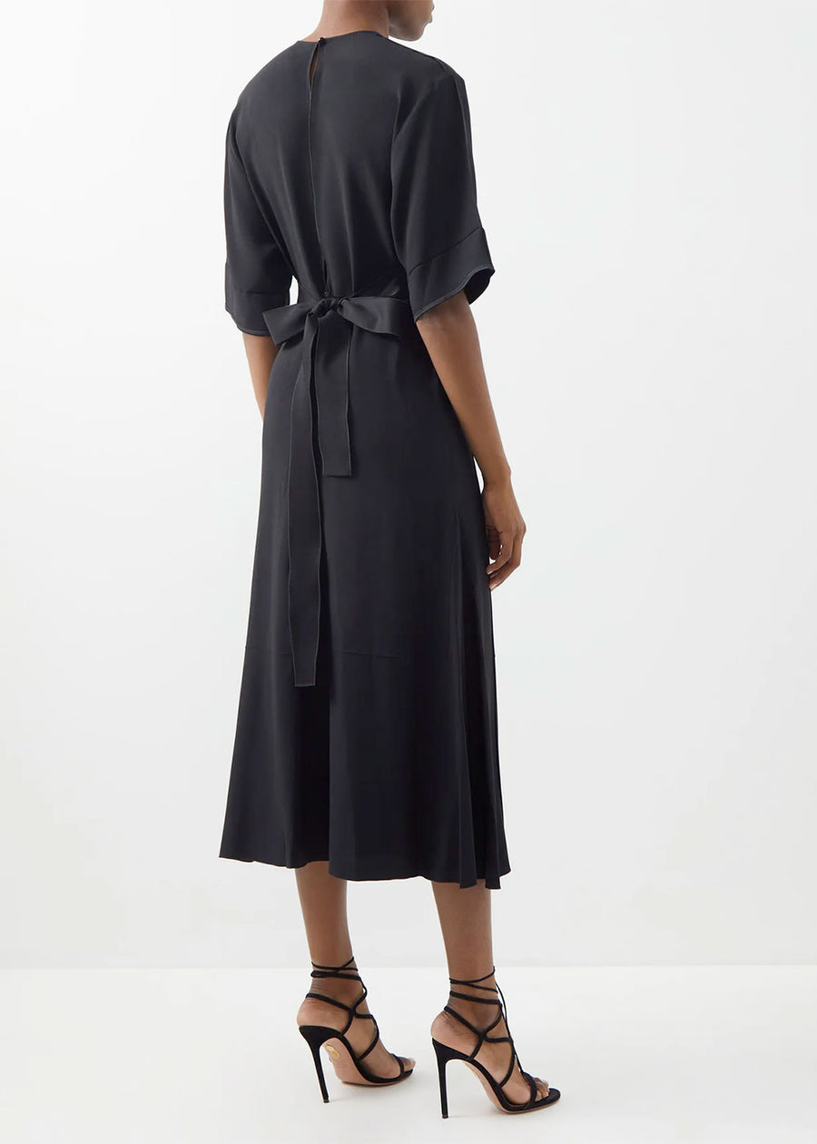 Victoria Beckham Lace Detail Short Sleeve Midi Dress