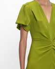 Victoria Beckham Gathered V Neck Midi Dress