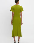 Victoria Beckham Gathered V Neck Midi Dress