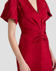 Victoria Beckham Gathered V Neck Midi Dress