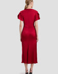 Victoria Beckham Gathered V Neck Midi Dress