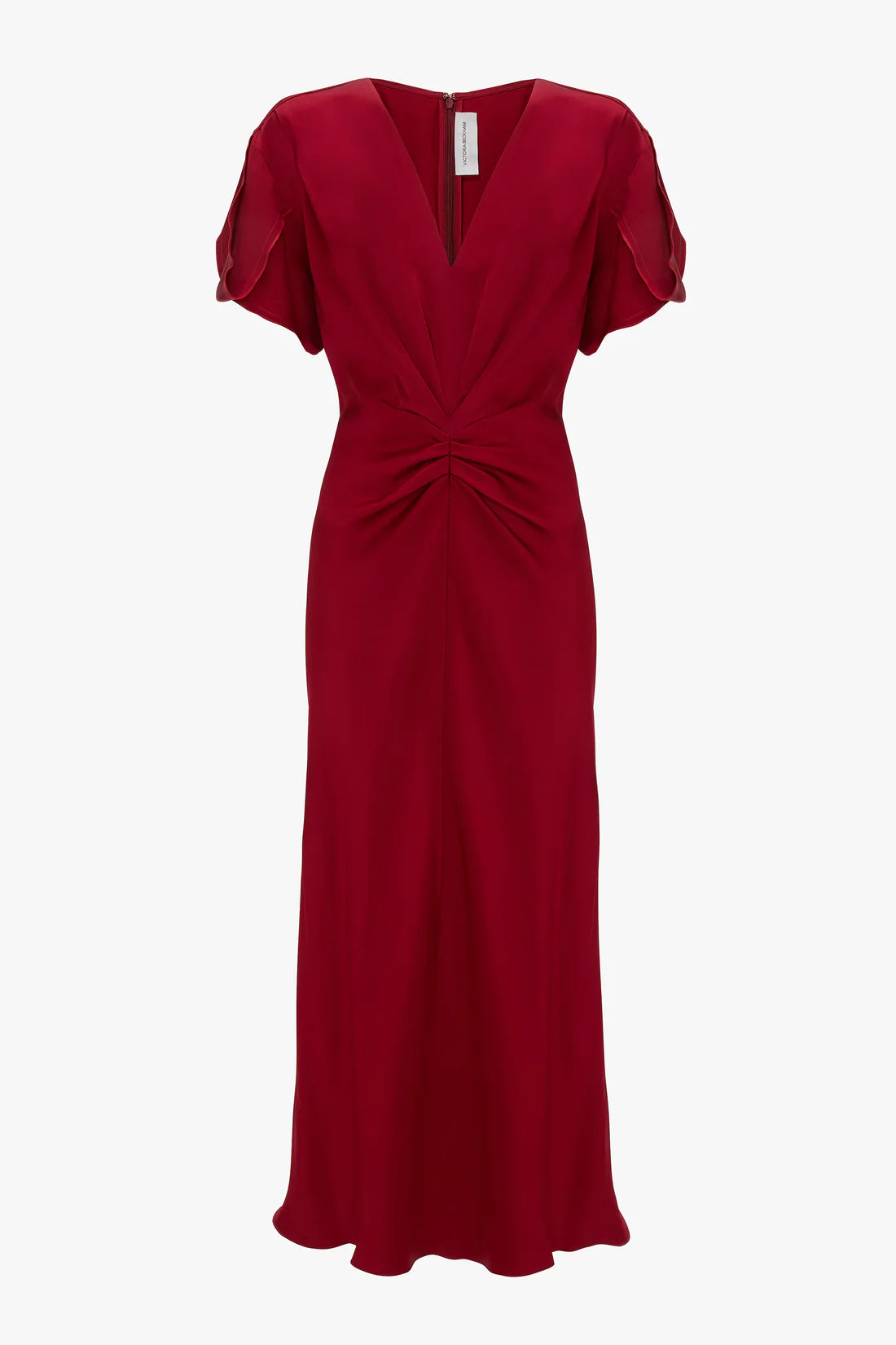 Victoria Beckham Gathered V Neck Midi Dress