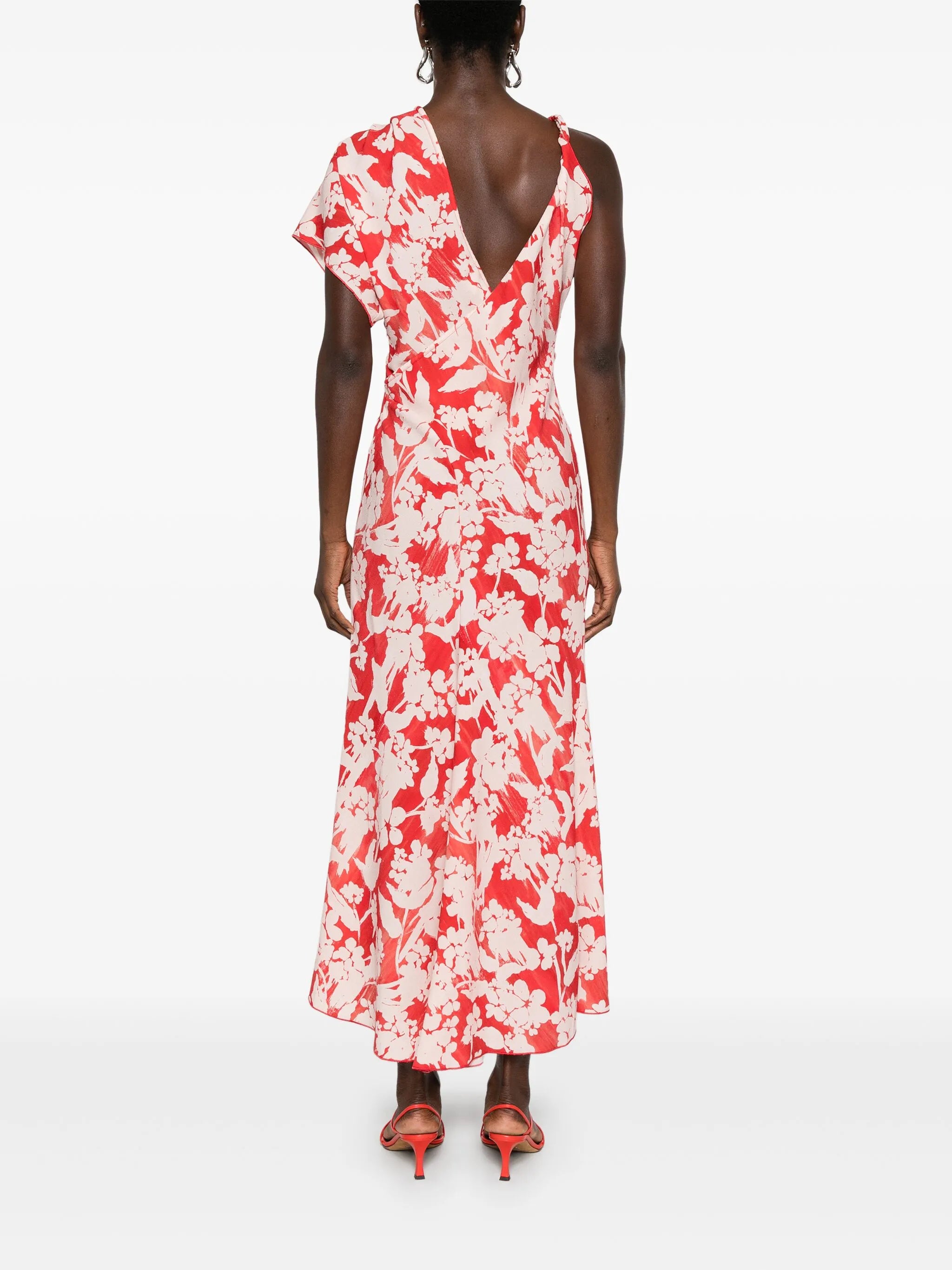 Victoria Beckham Assymetric Ruched Midi Dress