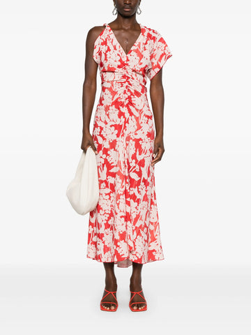 Victoria Beckham Assymetric Ruched Midi Dress