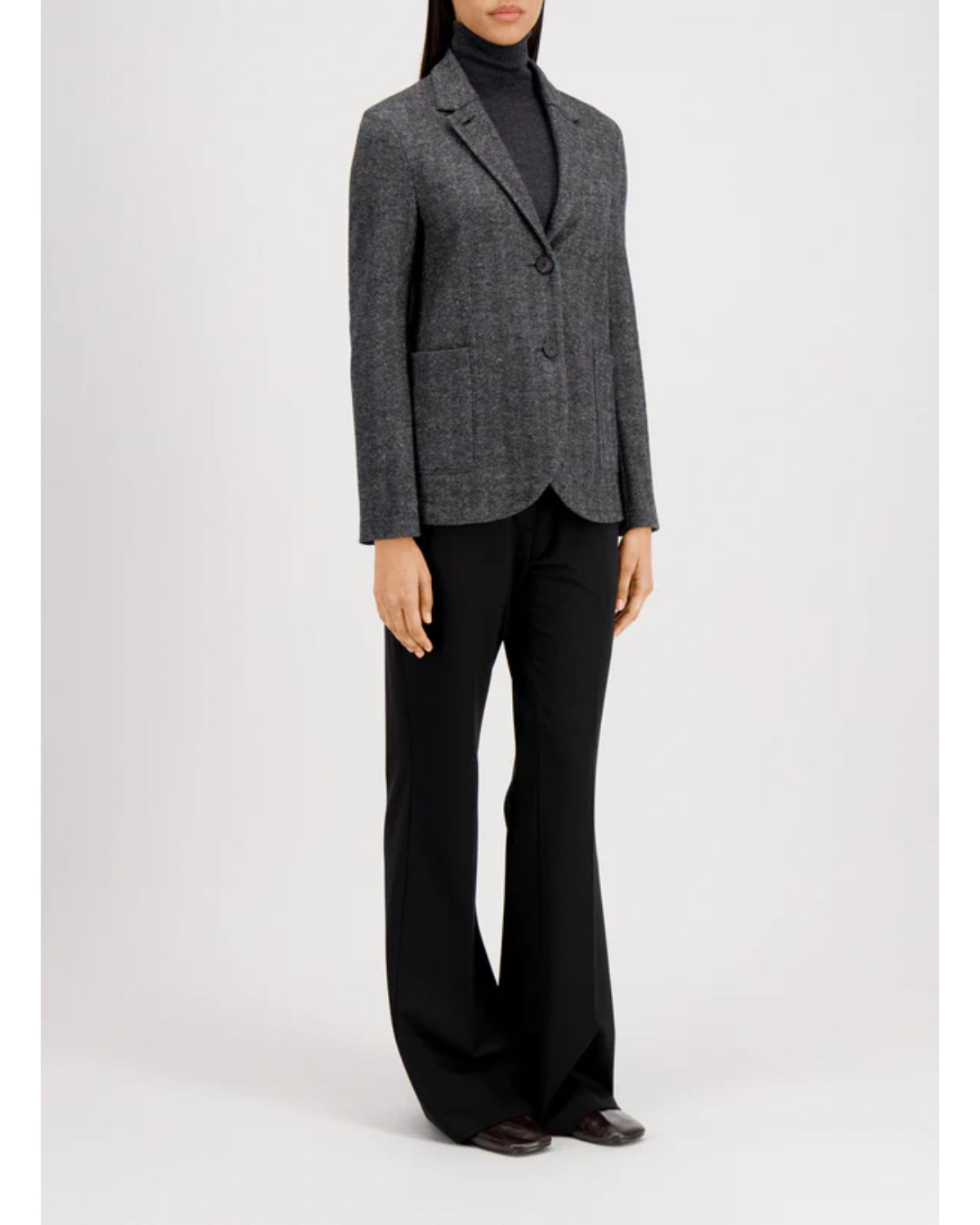 Harris Wharf Stand Up Collar Patterned Blazer