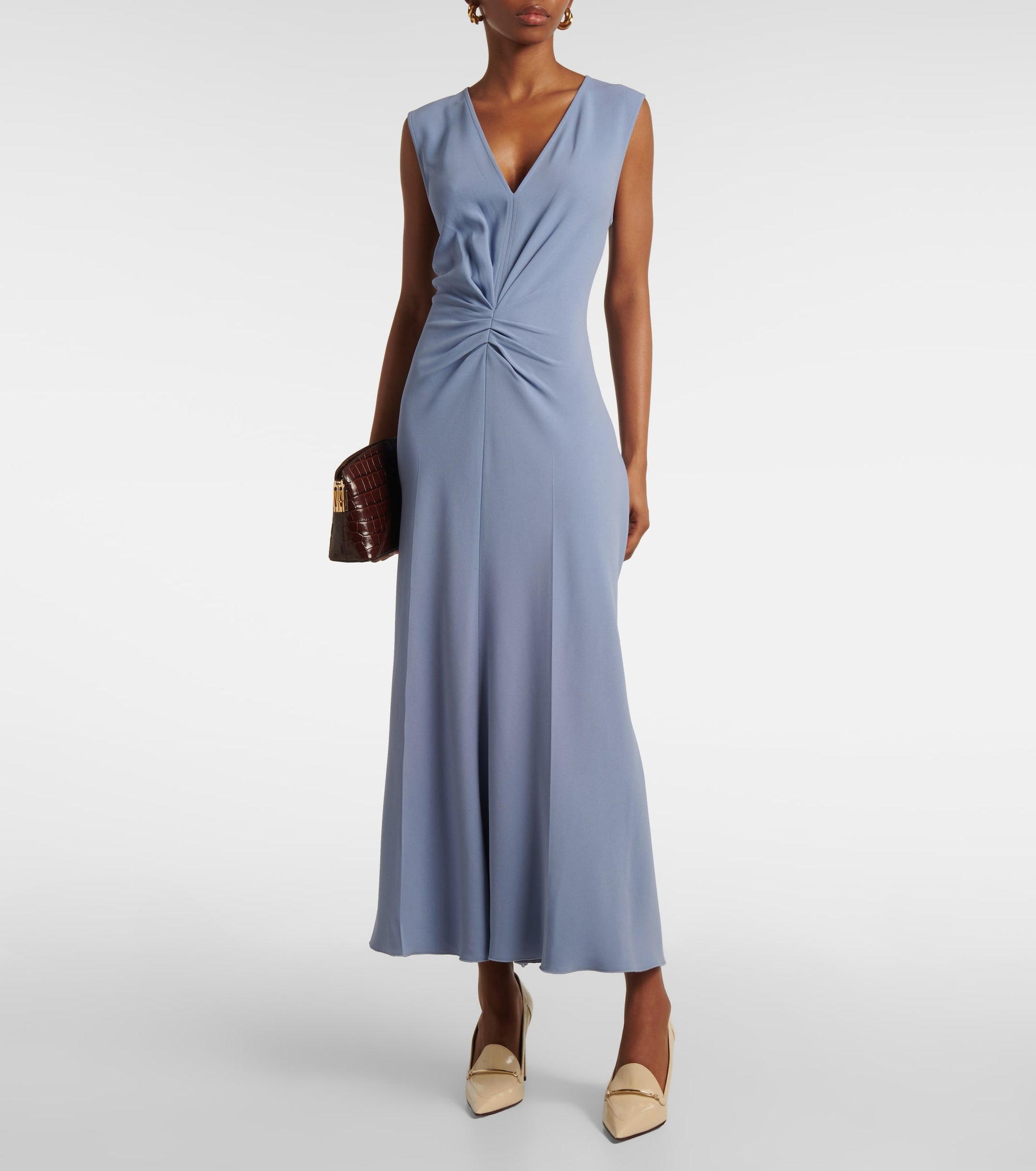 Victoria Beckham Sleeveless Gathered Waist Midi