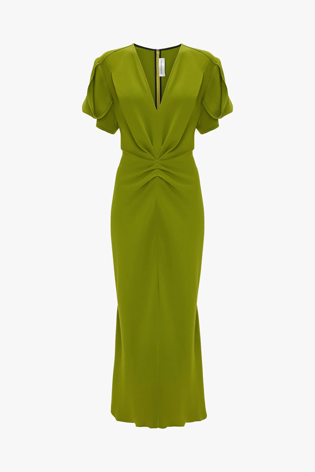 Victoria Beckham Gathered V Neck Midi Dress