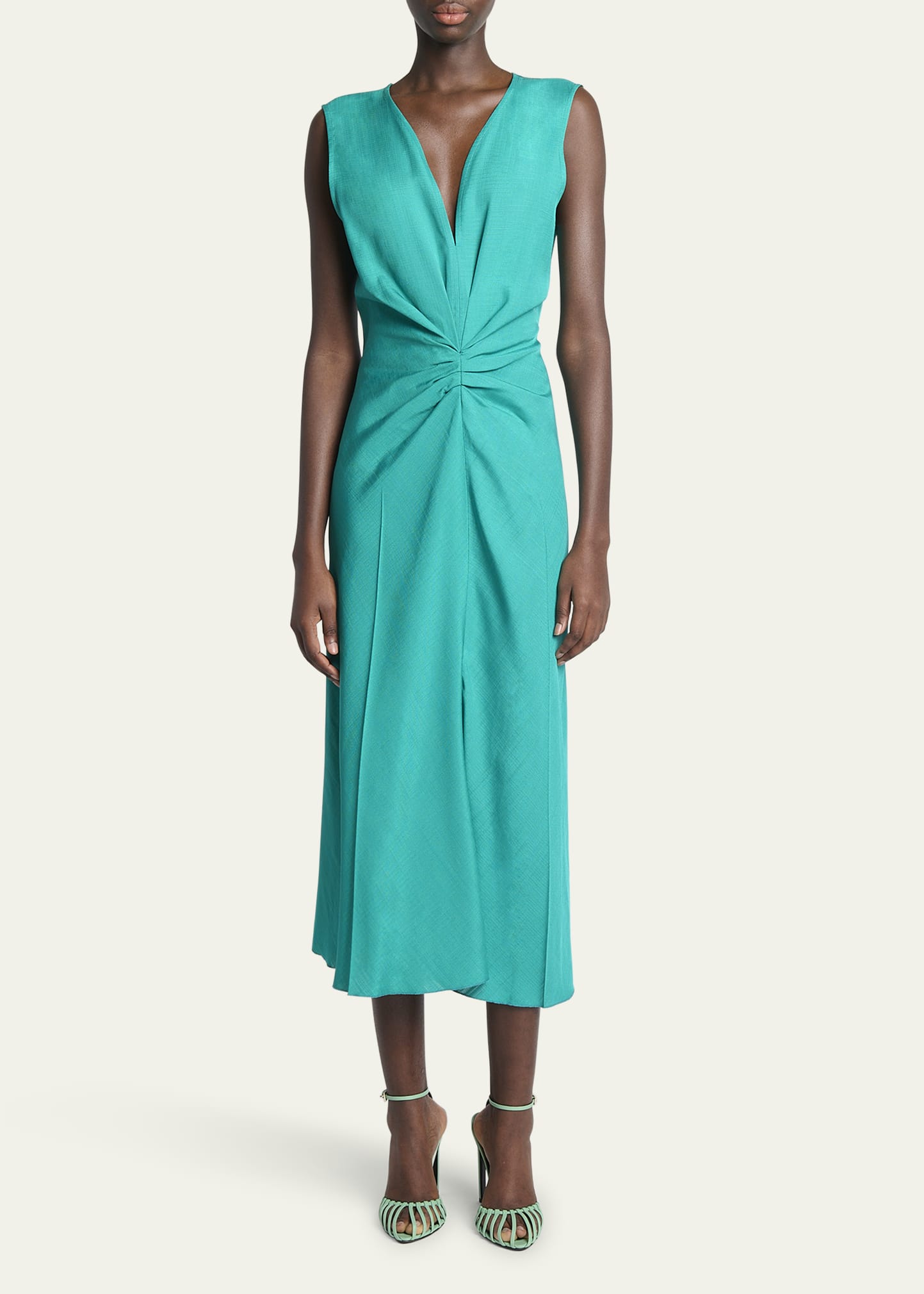 Victoria Beckham Sleeveless Gathered Waist Midi