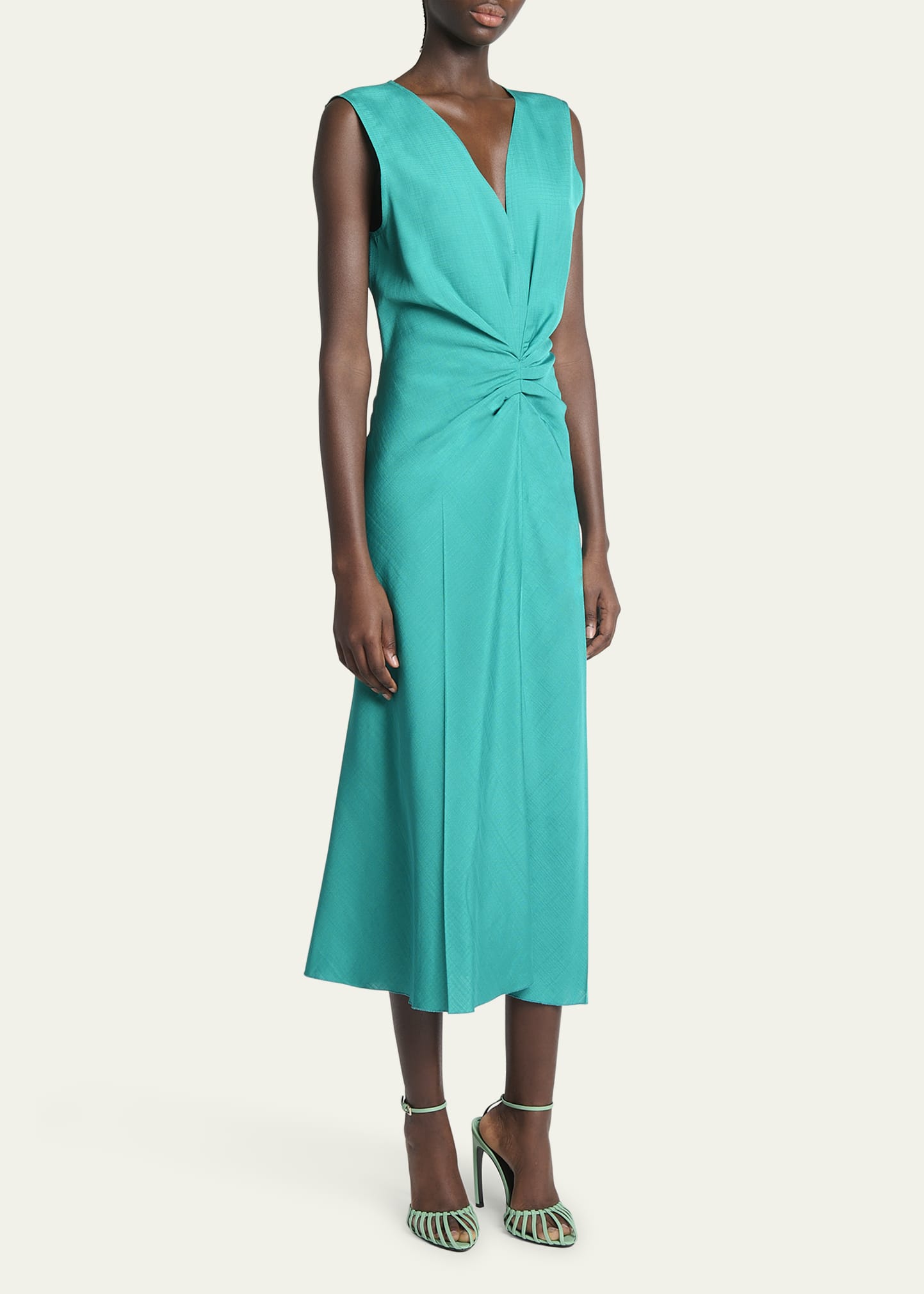 Victoria Beckham Sleeveless Gathered Waist Midi