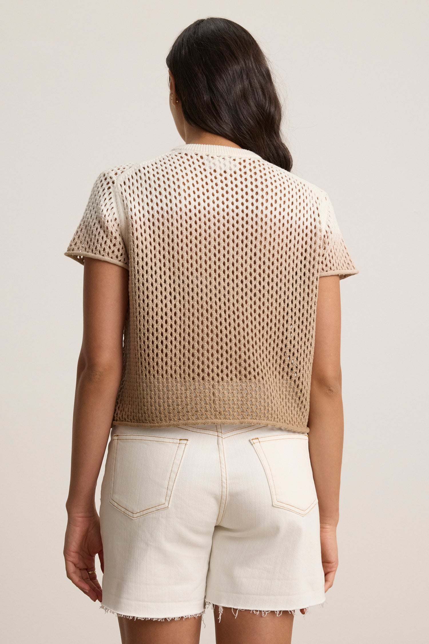 Poppy Cotton Cashmere Mesh S/S Crew Neck Sweater