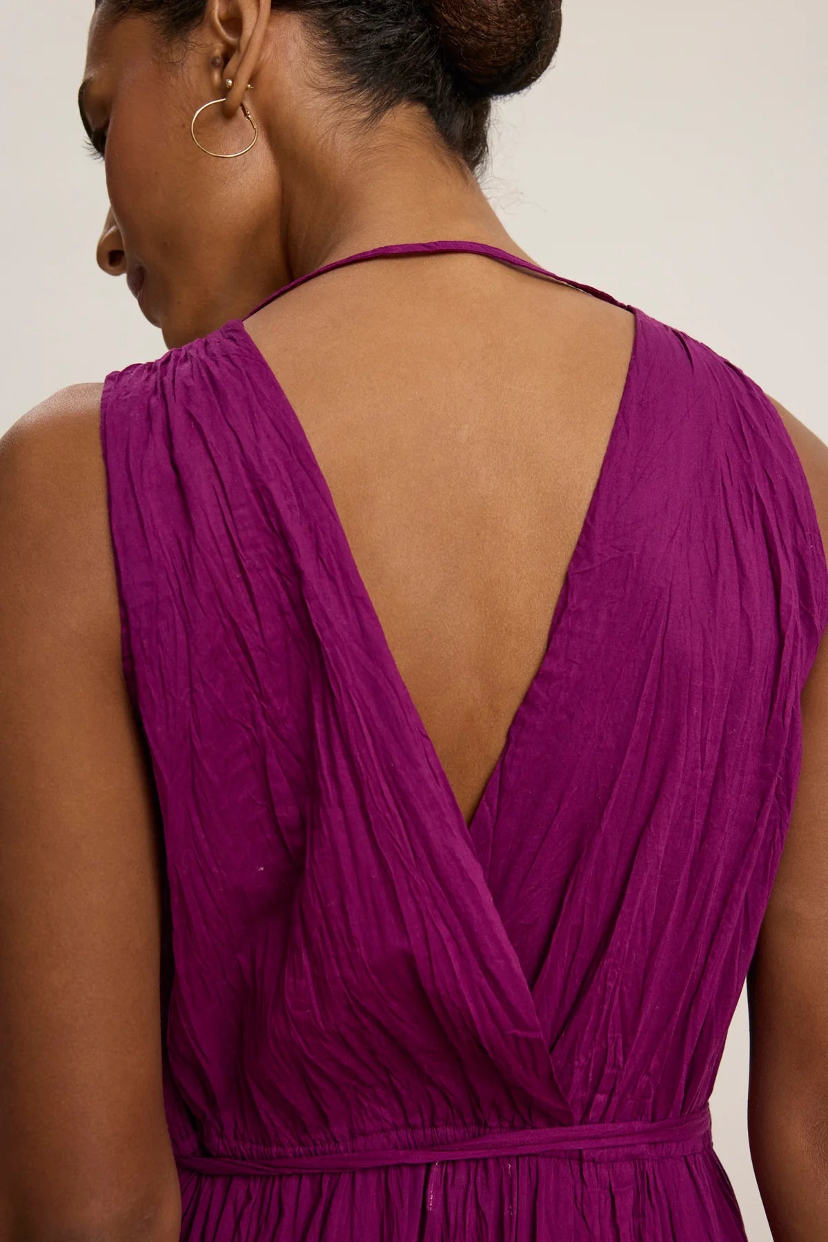 Marilyn Ombre Dip Dye Crinkle Cotton Voile Tiered Midi Dress