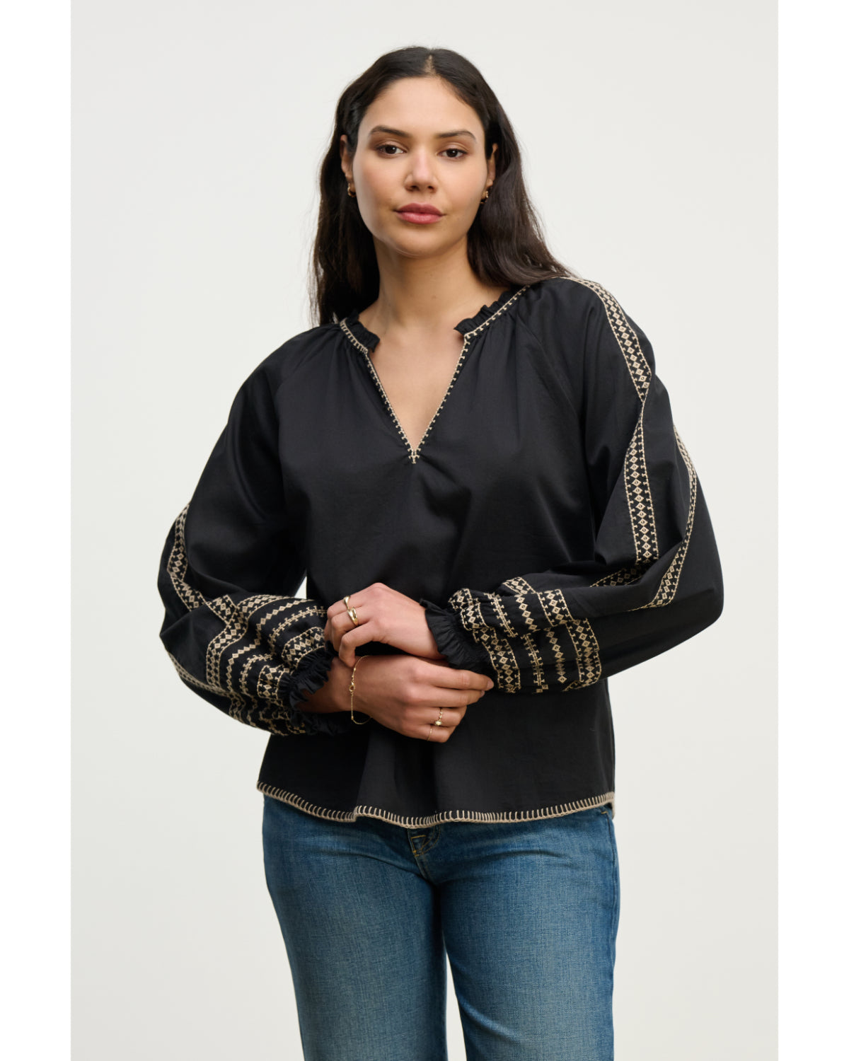 Velvet Embroidered Scarlett Top