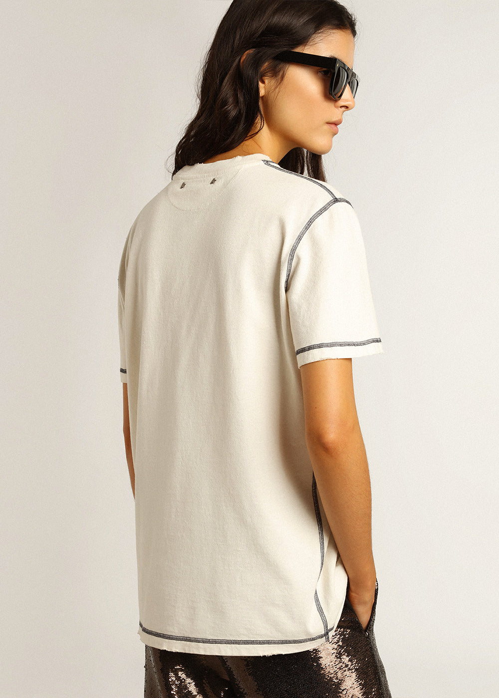 Golden Goose Journey T Shirt Cream Emb