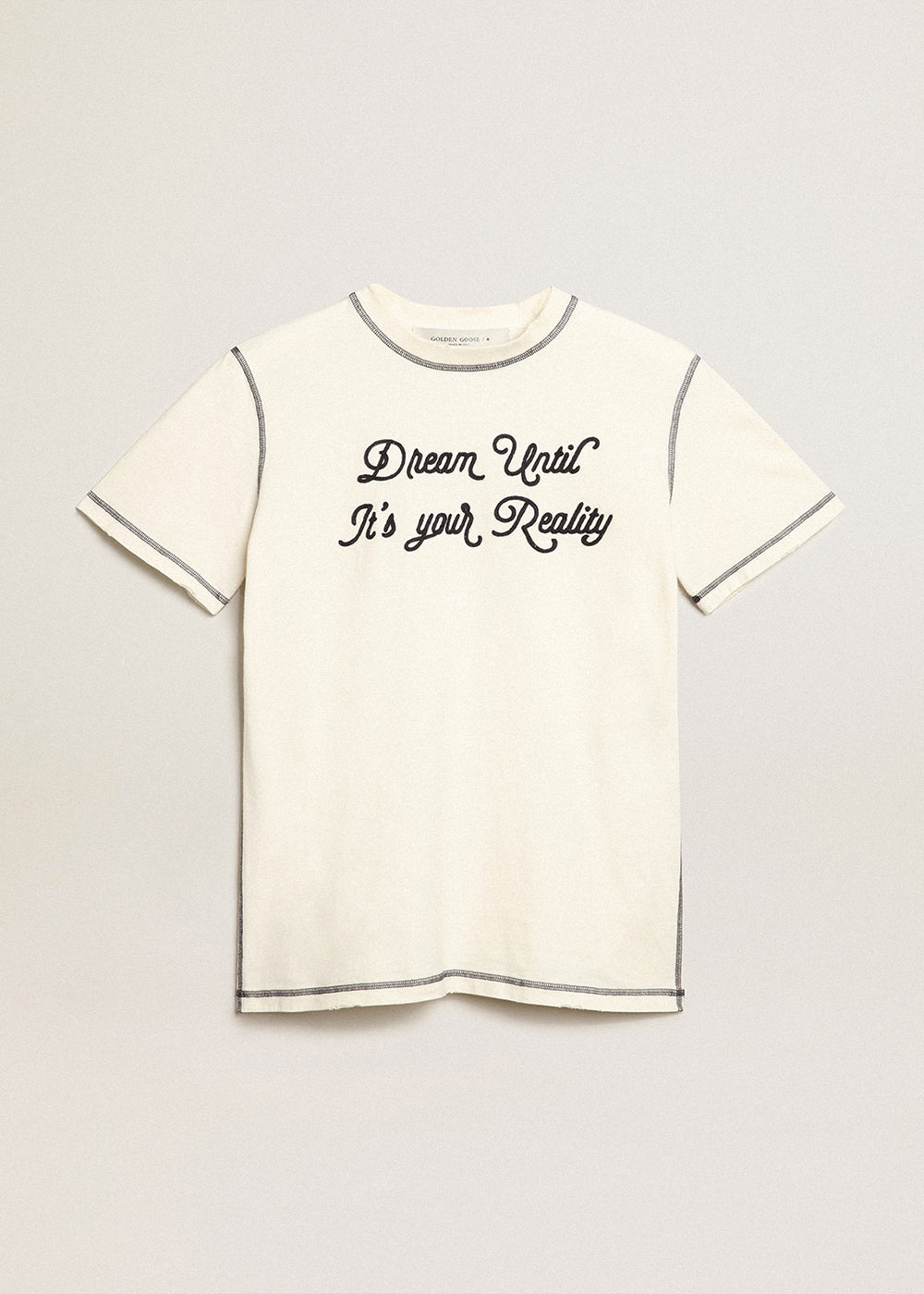 Golden Goose Journey T Shirt Cream Emb