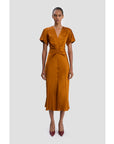 Victoria Beckham Eve V Neck Midi Dress Bronze