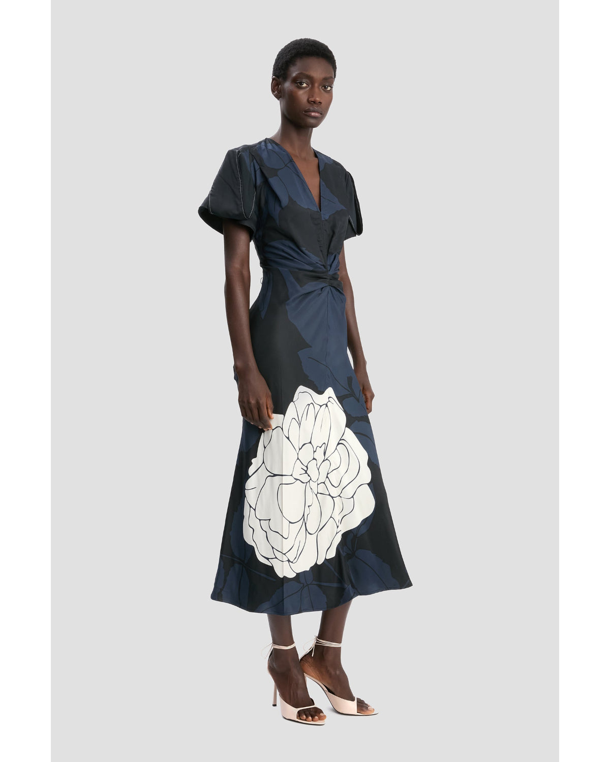 Victoria Beckham Eve V Neck Midi Dress Print