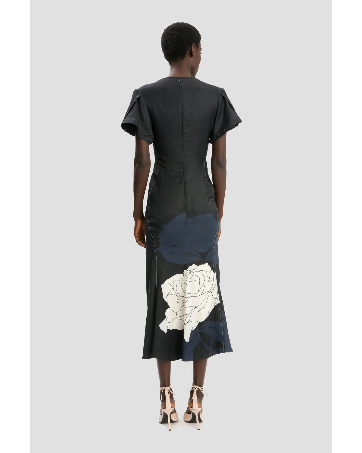 Victoria Beckham Eve V Neck Midi Dress Print