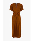 Victoria Beckham Eve V Neck Midi Dress Bronze