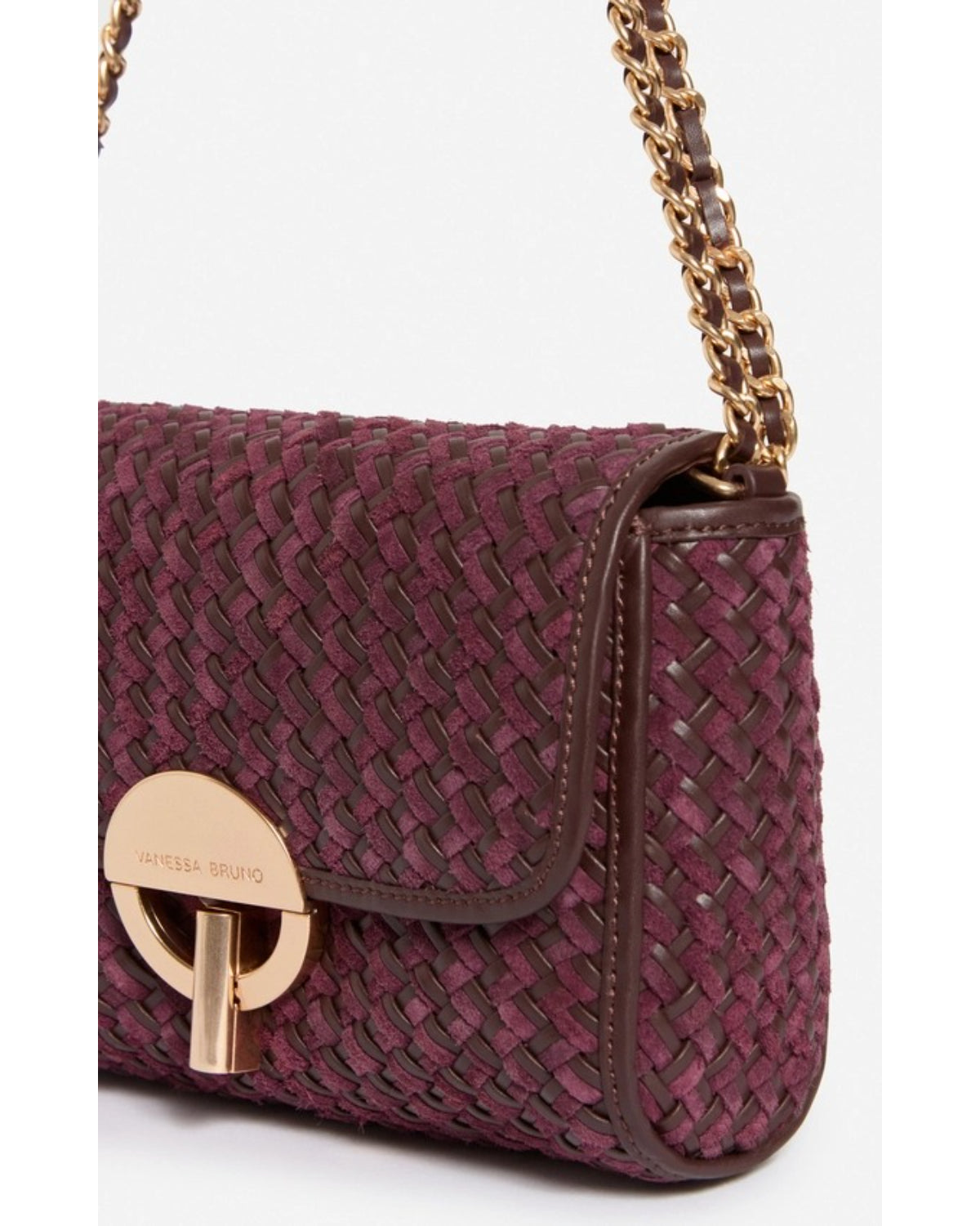 Vanessa Bruno Medium Moon Bag in Braided Suede Leather