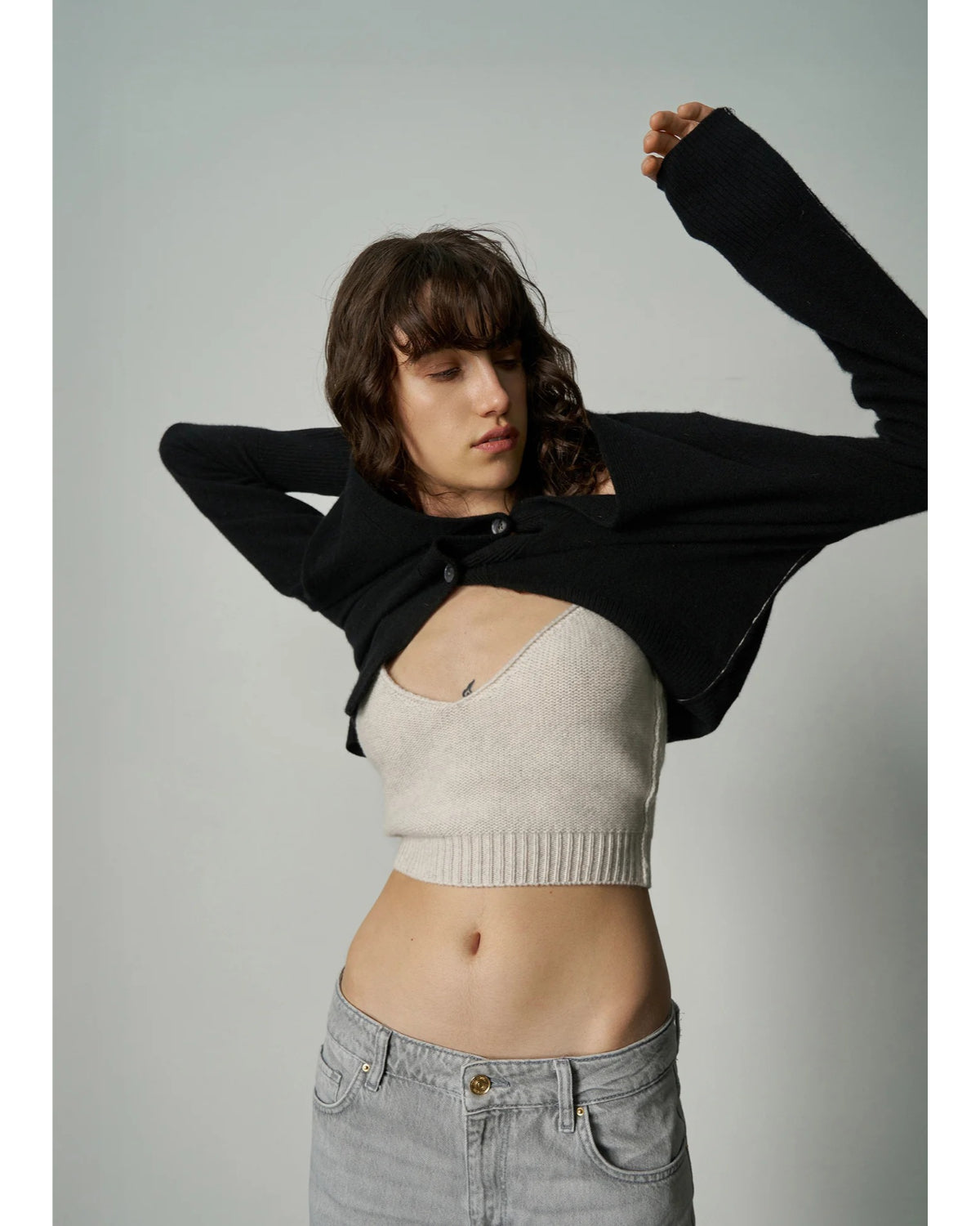 ALEGER 145 Cashmere Seam Detail Cardigan