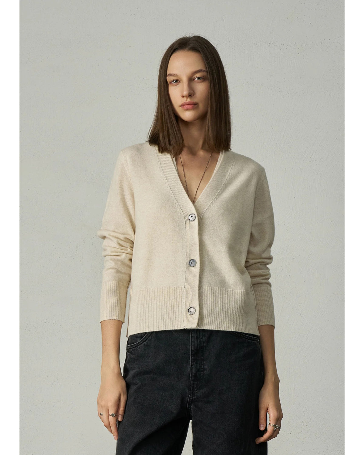 ALEGER 145 Cashmere Seam Detail Cardigan