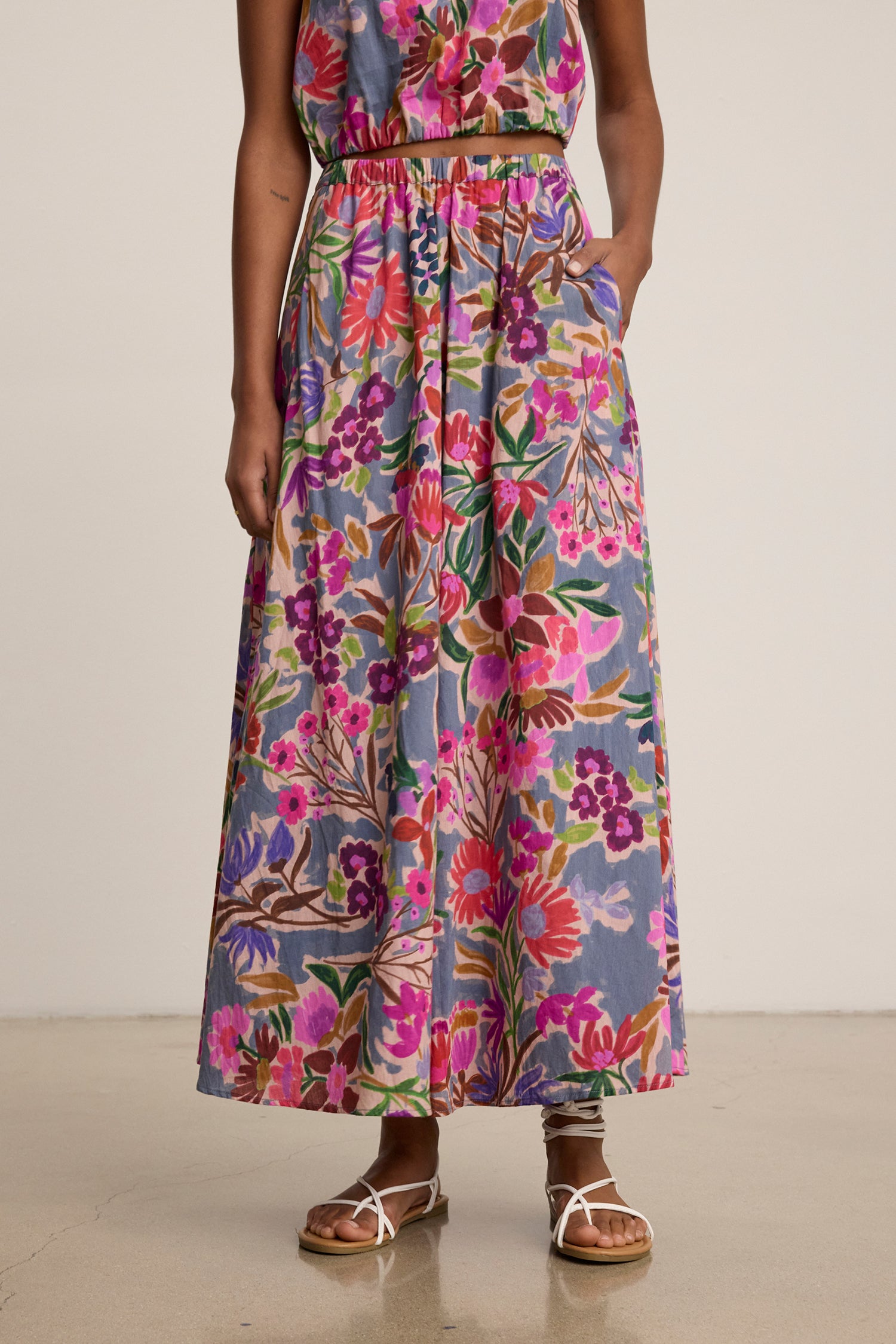 Jess Printed Cotton Voile Maxi Skirt