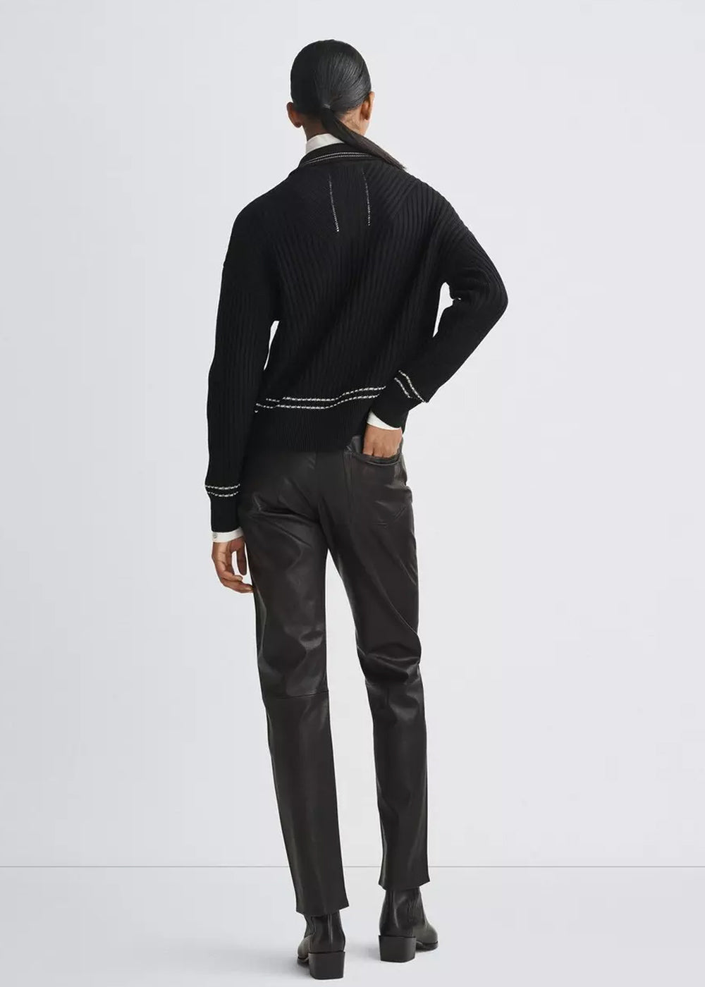 Rag & Bone Harlow Leather Mid Rise Straight