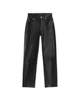 Rag & Bone Harlow Leather Mid Rise Straight