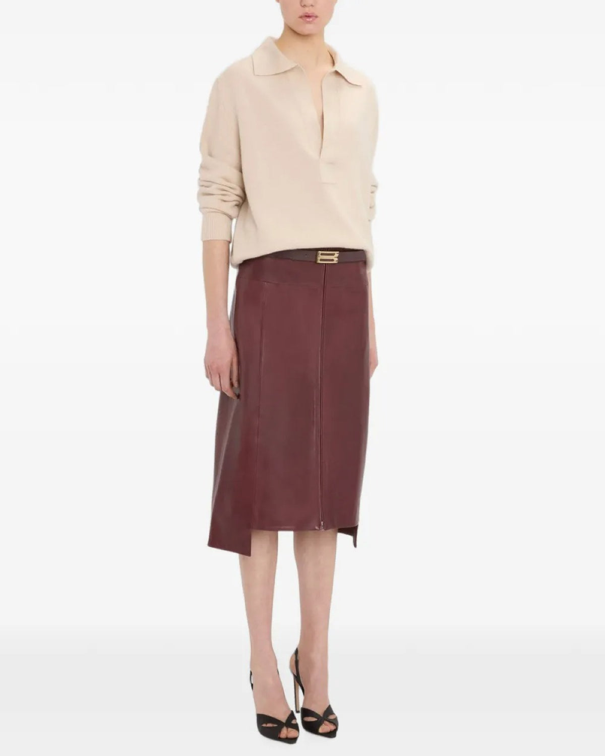Victoria Beckham Leather Skirt Acai