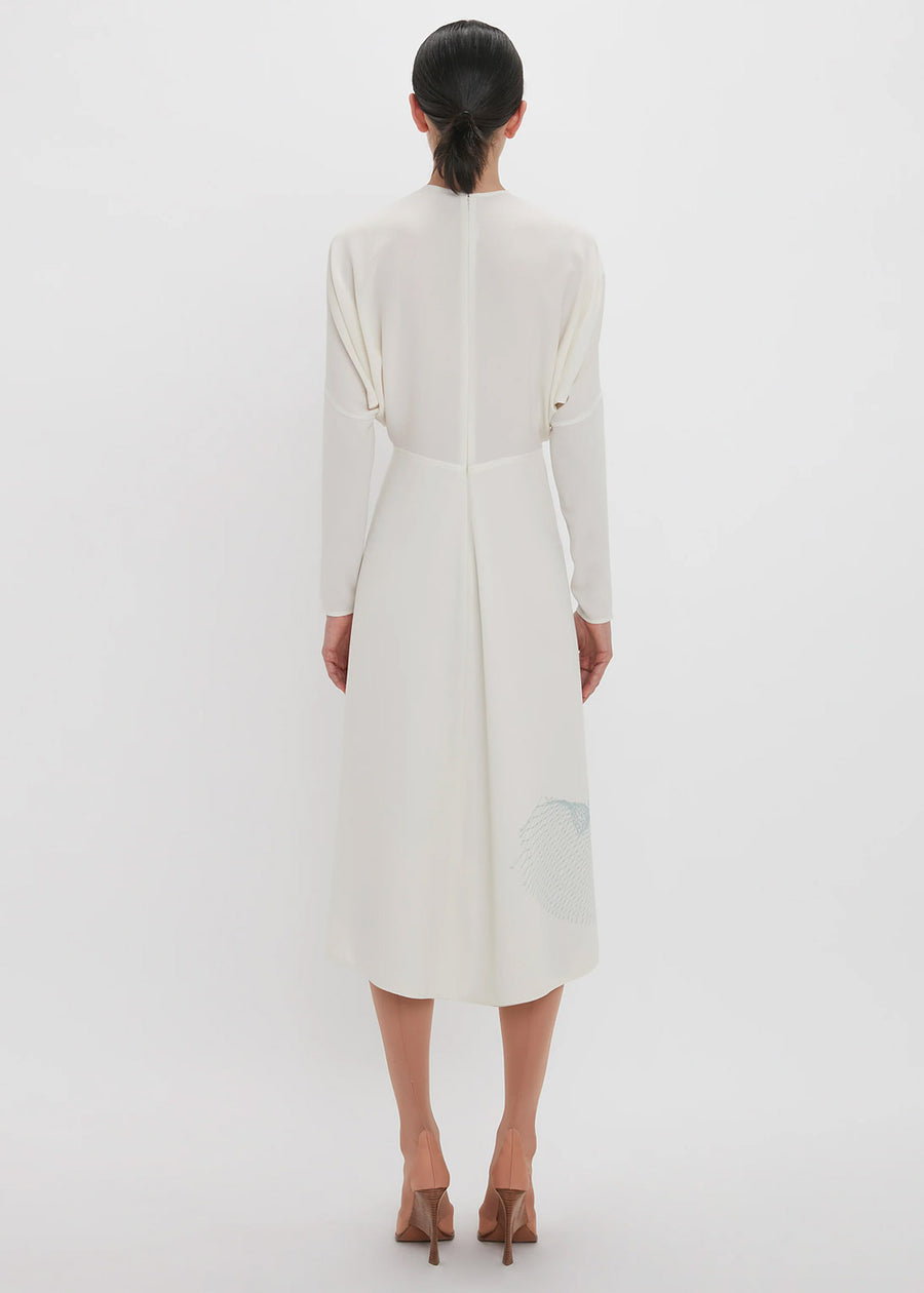 Victoria Beckham L/S Dolman Midi Dress Trompe l'oeil