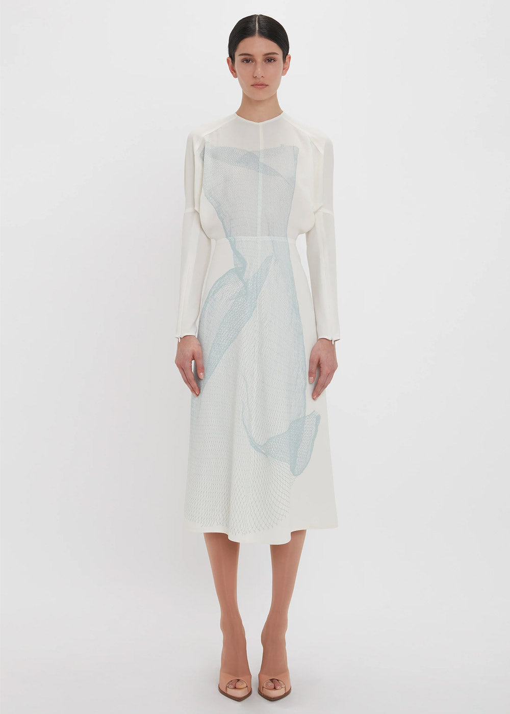 Victoria Beckham L/S Dolman Midi Dress Trompe l'oeil