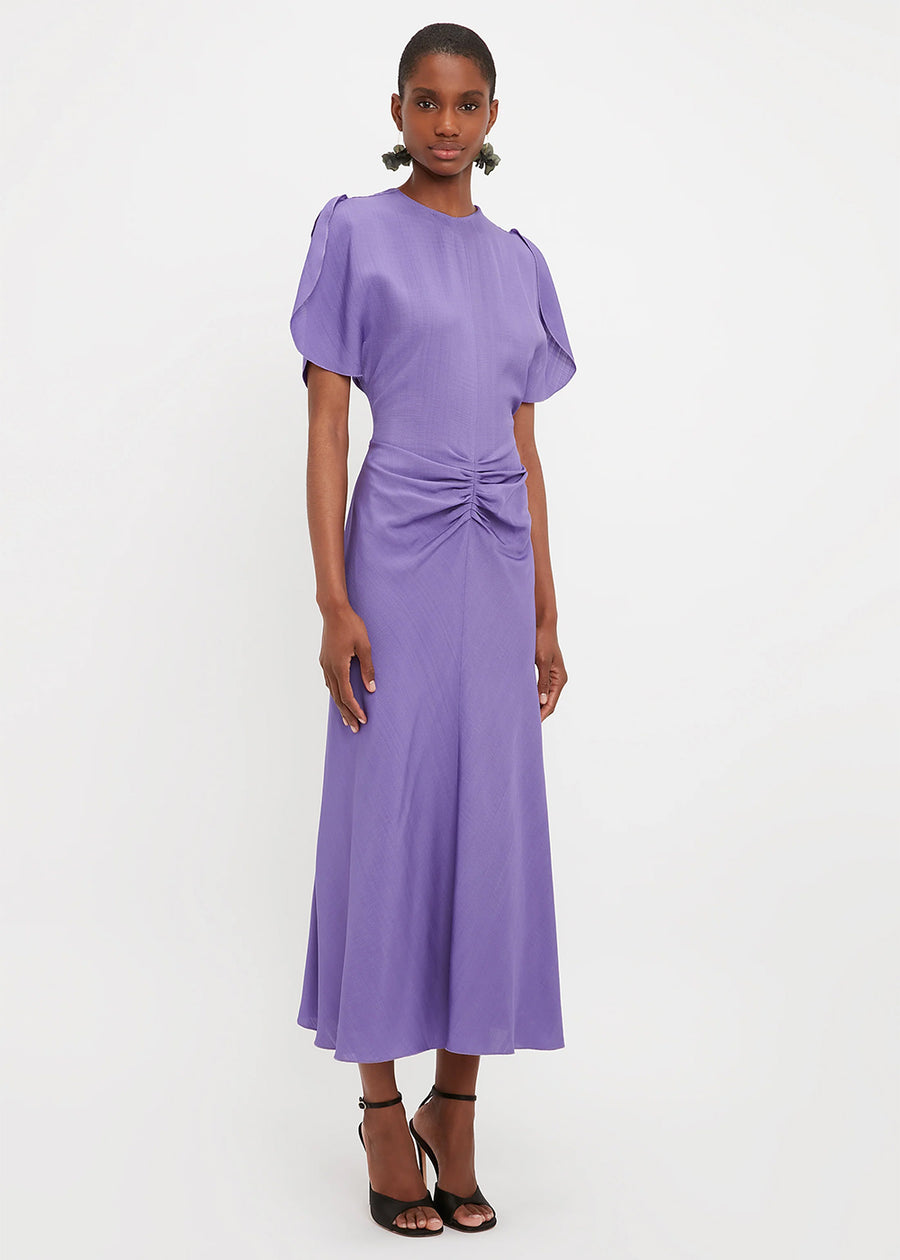 gathered waist midi dress victoria beckham Victoria Beckham Gathered Waist Midi Dress In Sunflower - 1323WDR004854A