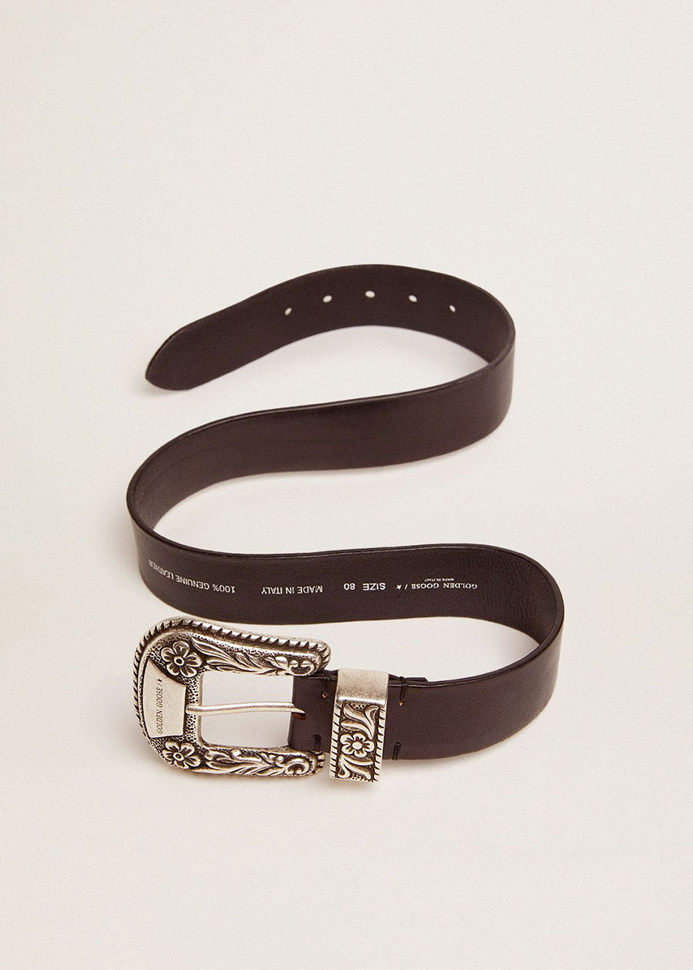 Golden Goose Lace Washed Leather Belt